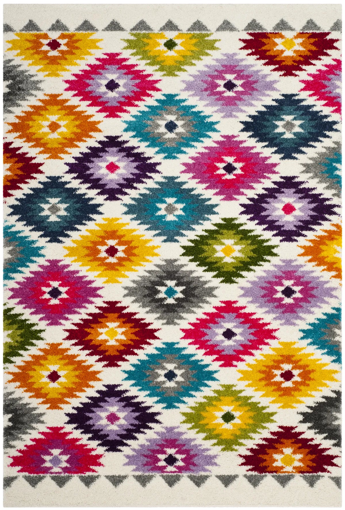 Safavieh Fiesta Shag 4'-0" x 6'-0" Rug in Cream / Multi