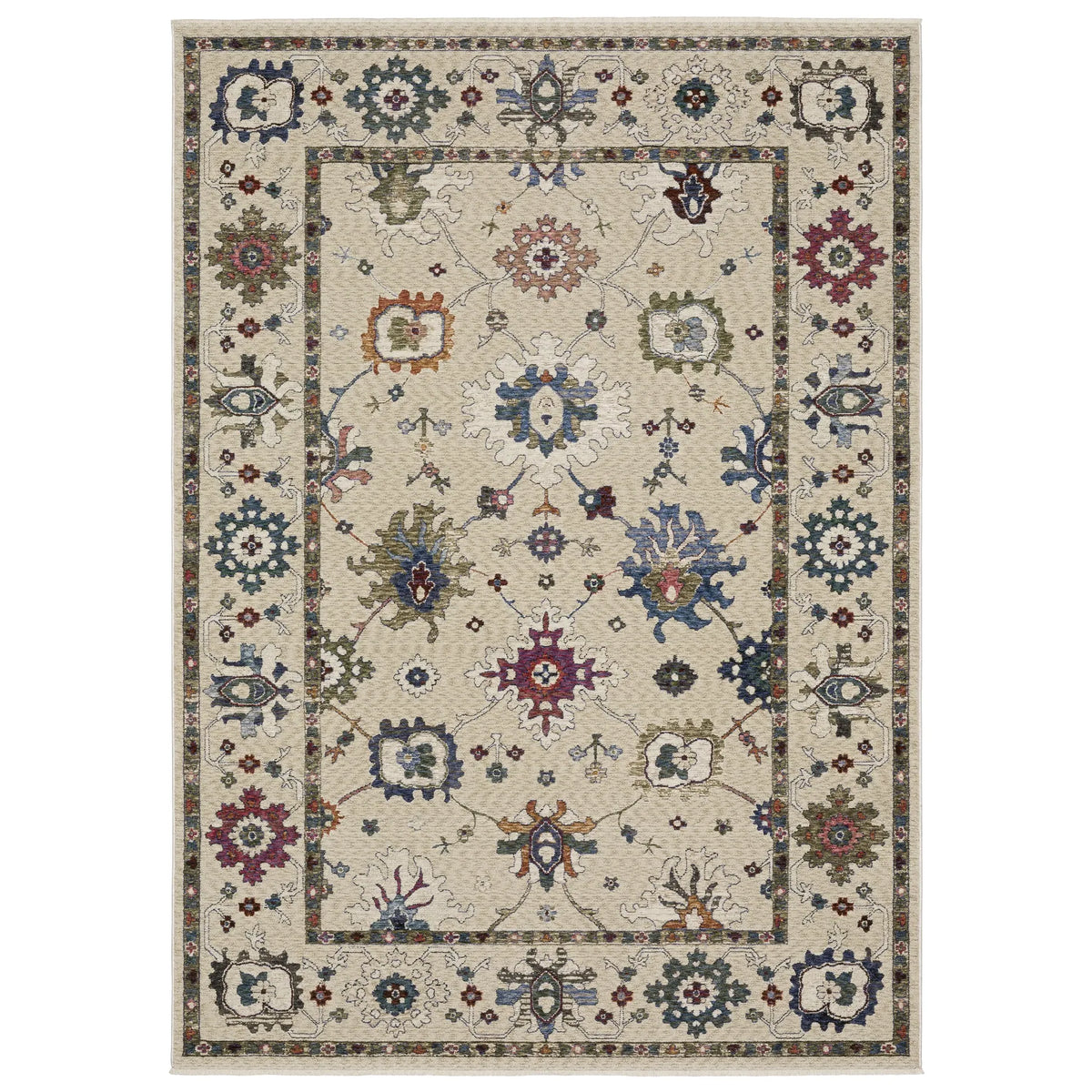 Oriental Weavers Sphinx HASTINGS HA01W Ivory Floral Rugs - main flat