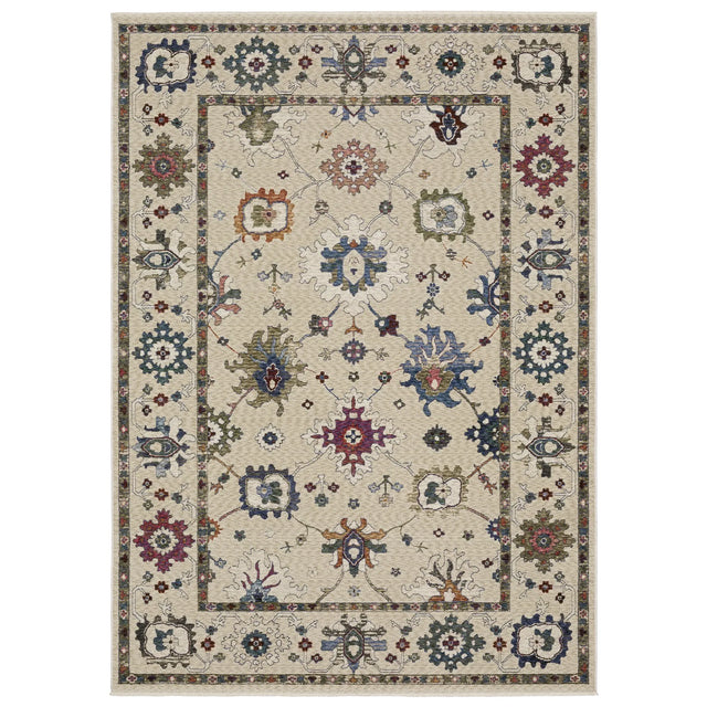 Oriental Weavers Sphinx HASTINGS HA01W Ivory Floral Rugs - main flat