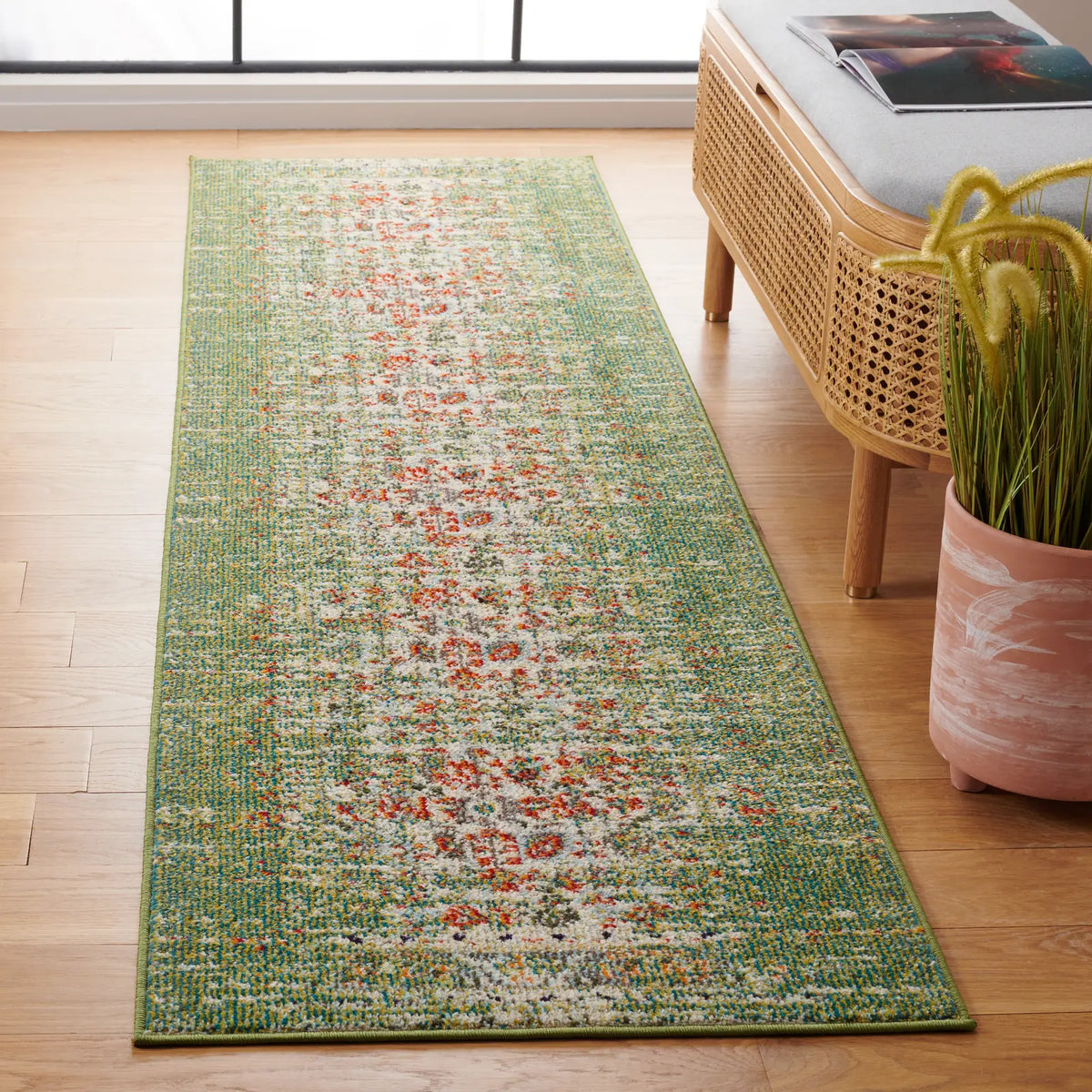 Safavieh Monaco 2'-2" x 8'-0" Rug in Sage / Rust