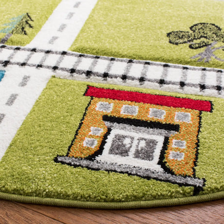 Safavieh Carousel Kids 100 5'-3" x 5'-3" Rug in Green / Ivory
