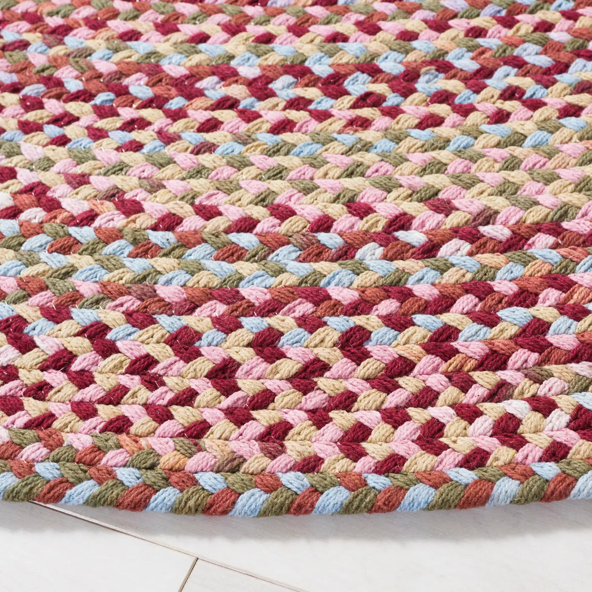 Safavieh Braided 5'-0" x 5'-0" Rug in Light Blue / Rust