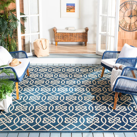 Safavieh Courtyard 6'-7" x 9'-6" Rug in Navy / Light Beige