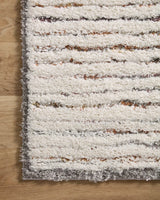 Loloi Levitt Shag Lev-01 Ivory/Multi Rug - corner on wood