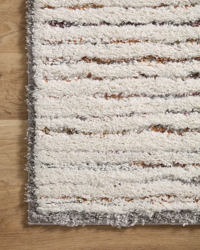 Loloi Levitt Shag Lev-01 Ivory/Multi Rug - corner on wood