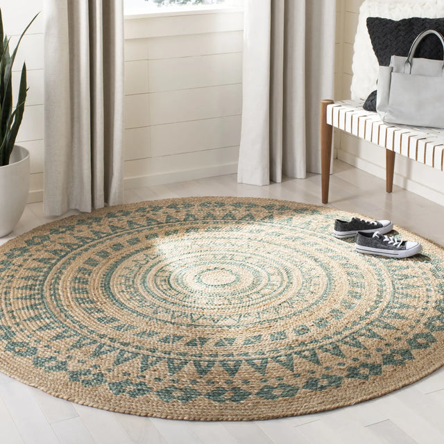 Safavieh Natural Fiber 5'-0" x 5'-0" Rug in Aqua / Natural