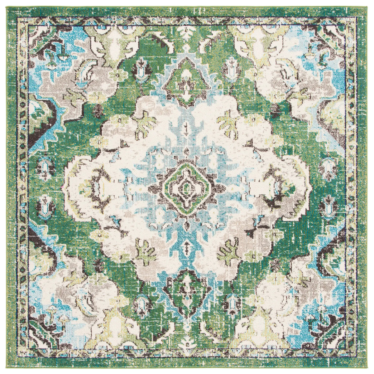 Safavieh Madison 6'-7" x 6'-7" Rug in Green / Light Blue
