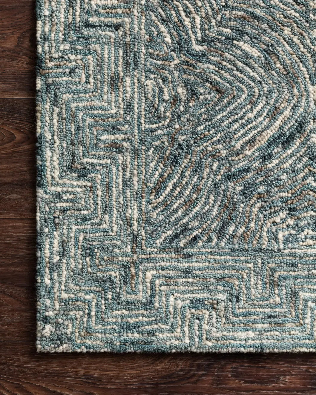 Loloi Ziva Zv-04 Denim Rugs - corner on wood