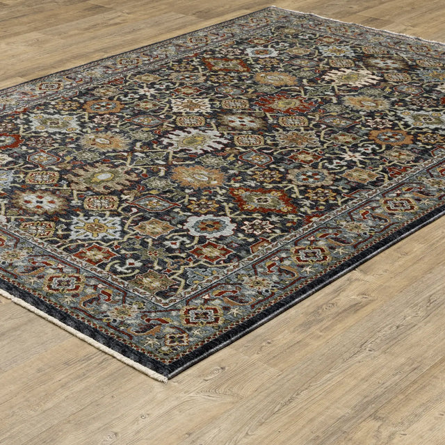 Oriental Weavers Sphinx Aberdeen 4922D Blue/ Multi Rugs - angle detail