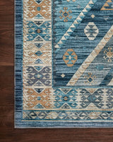 Loloi Zion Zio-02 Ocean/Gold Rugs - corner on wood