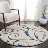 Safavieh Florida Shag 5'-0" x 5'-0" Rug in Cream / Blue