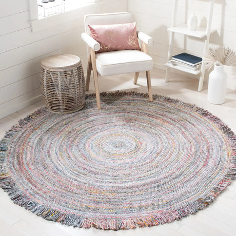 Safavieh Braided 5'-0" x 5'-0" Rug in Grey / Red