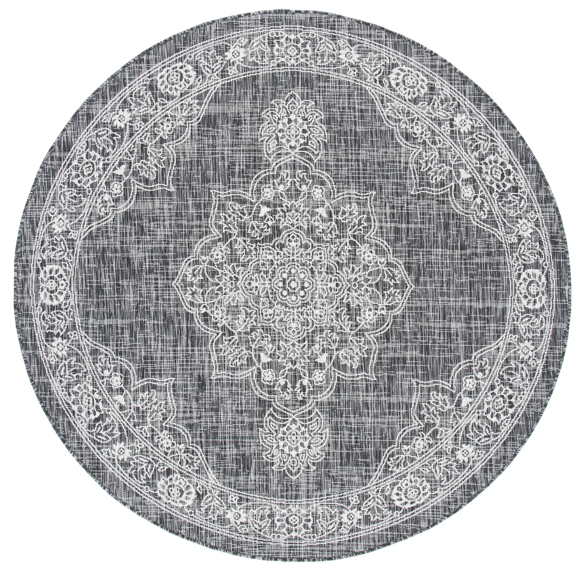 Safavieh Courtyard 6'-7" x 6'-7" Rug in Black / Grey