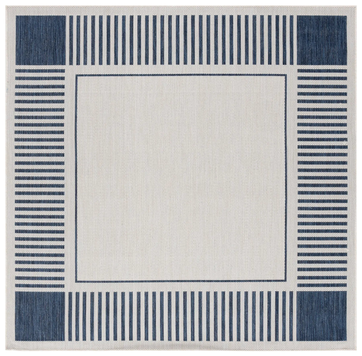 Safavieh Beach House 6'-7" x 6'-7" Rug in Ivory / Navy
