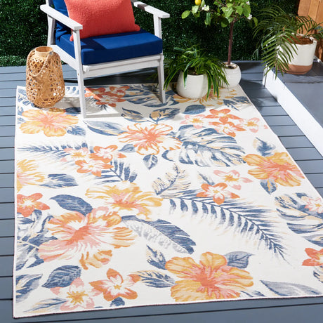 Safavieh Sunrise 4'-0" x 5'-7" Rug in Ivory / Rust Blue