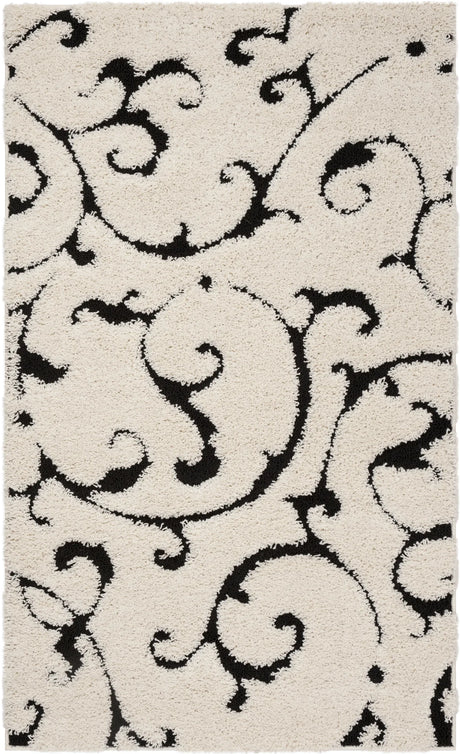 Safavieh Florida Shag 3'-3" x 5'-3" Rug in Ivory / Black