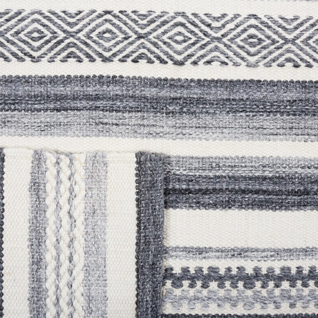 Safavieh Striped Kilim 4'-0" x 6'-0" Rug in Charcoal / Ivory
