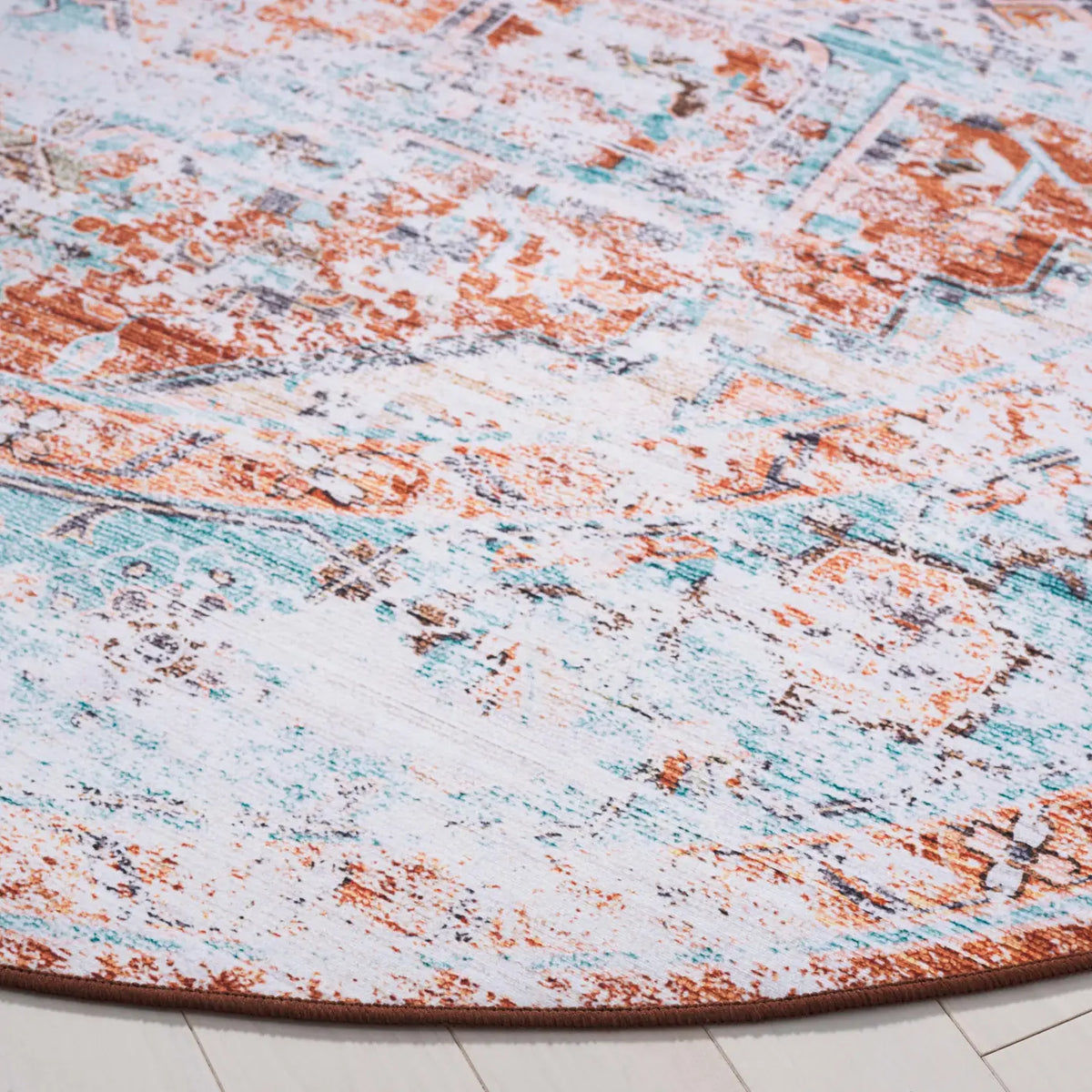 Safavieh Tucson 6'-0" x 6'-0" Rug in Turquoise / Rust