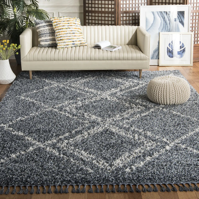 Safavieh Pro Lux Shag 400 10'-0" x 14'-0" Rug in Blue / Creme