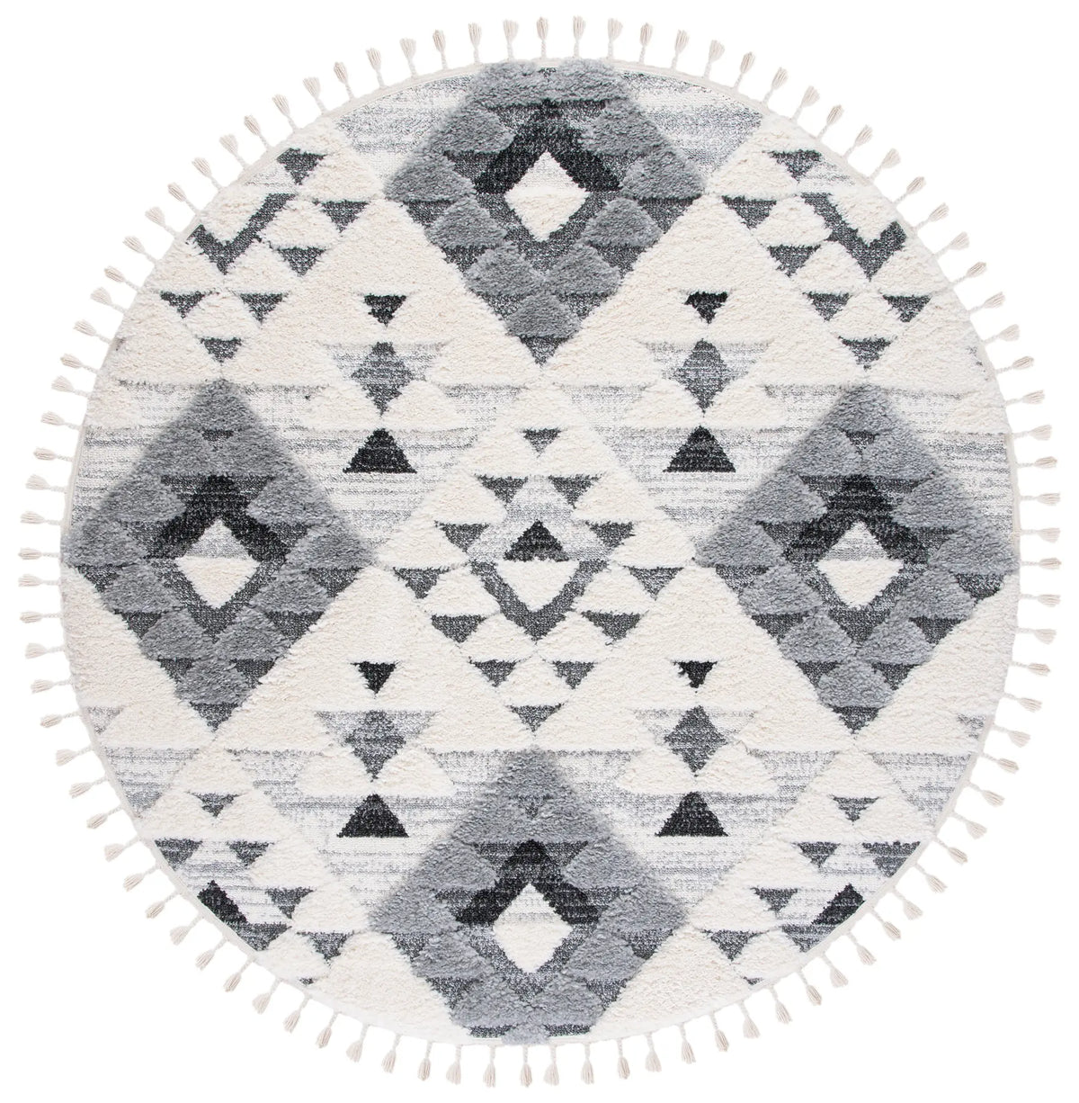 Safavieh Moroccan Tassel Shag 10'-0" x 10'-0" Rug in Ivory / Grey