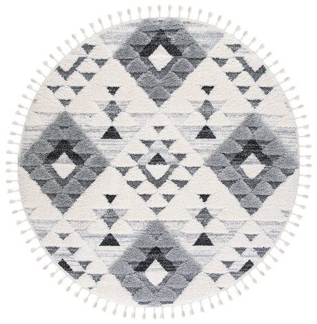 Safavieh Moroccan Tassel Shag 10'-0" x 10'-0" Rug in Ivory / Grey