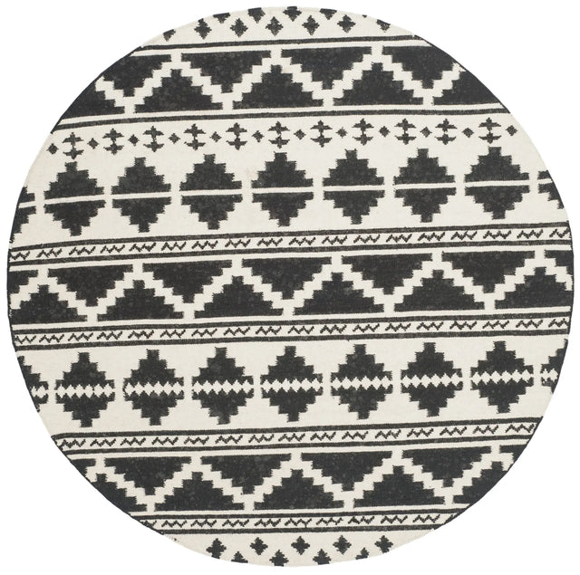 Safavieh Dhurries 6'-0" x 6'-0" Rug in Black / Ivory