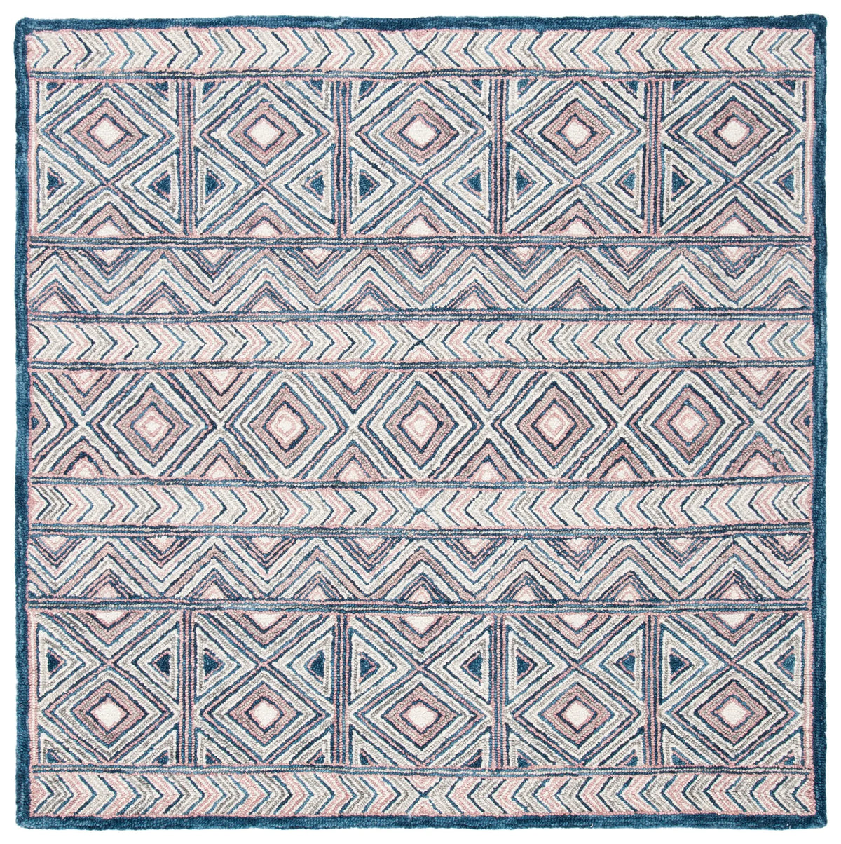 Safavieh Micro-Loop 5'-0" x 5'-0" Rug in Pink / Blue