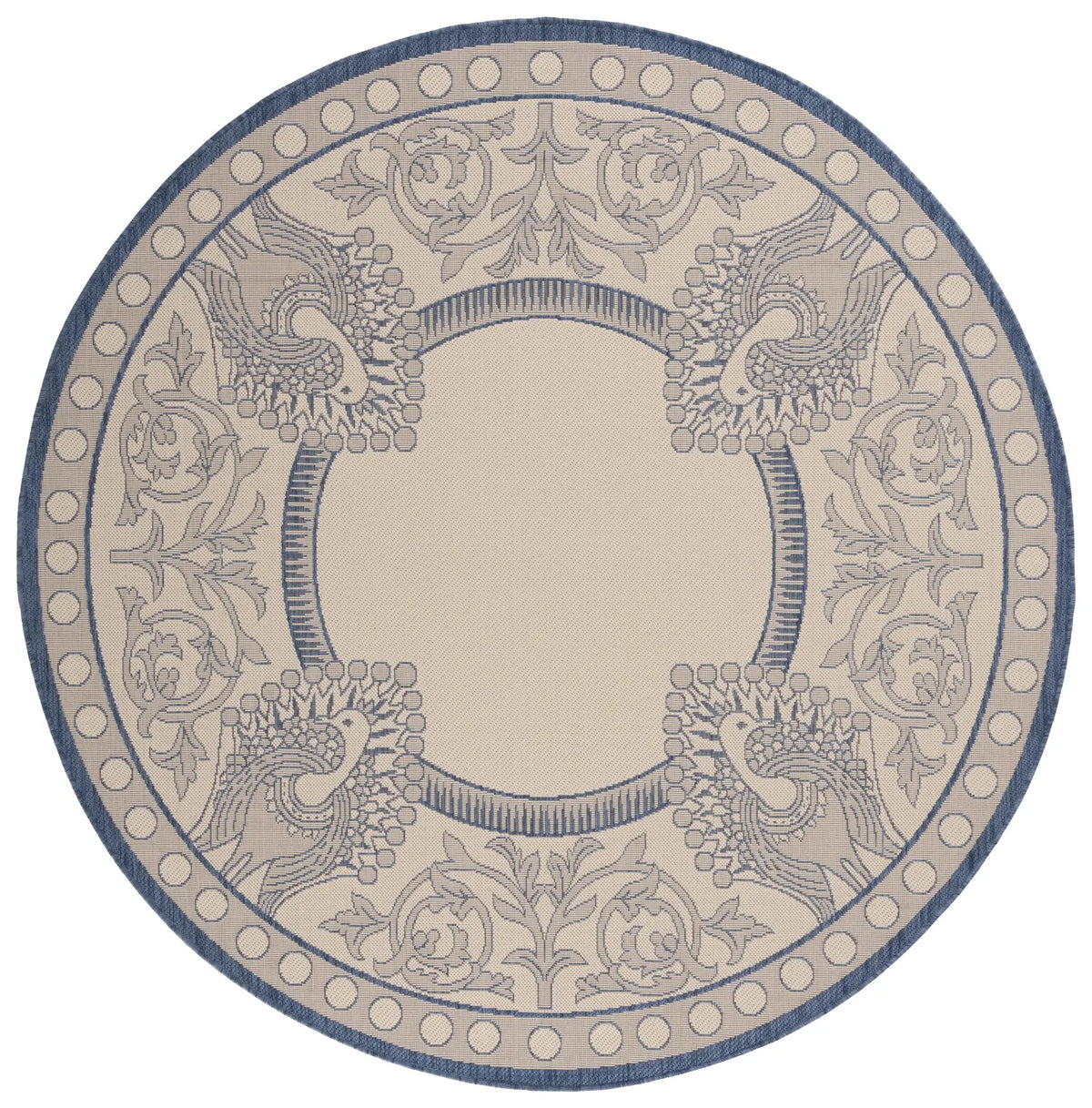 Safavieh Courtyard 6'-7" x 6'-7" Rug in Natural / Blue