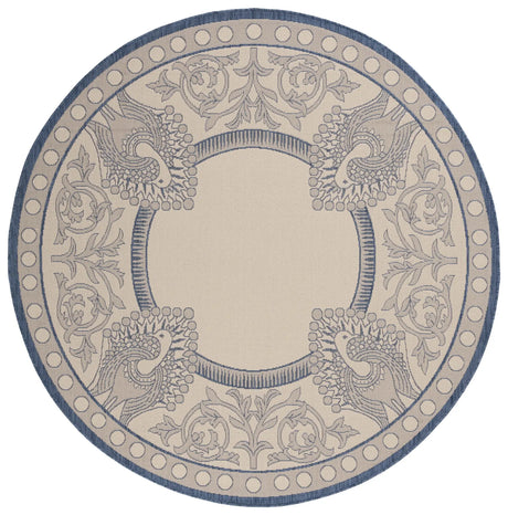 Safavieh Courtyard 6'-7" x 6'-7" Rug in Natural / Blue