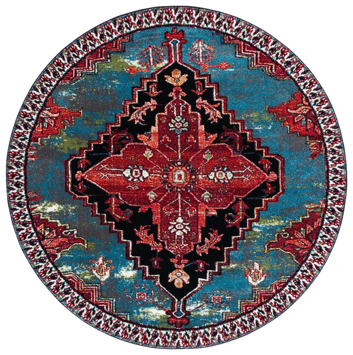 Safavieh Vintage Hamadan 6'-7" x 6'-7" Rug in Blue / Red