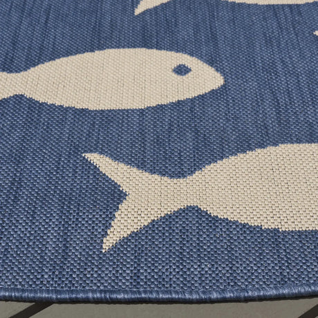 Safavieh Courtyard 5'-3" x 5'-3" Rug in Blue / Beige