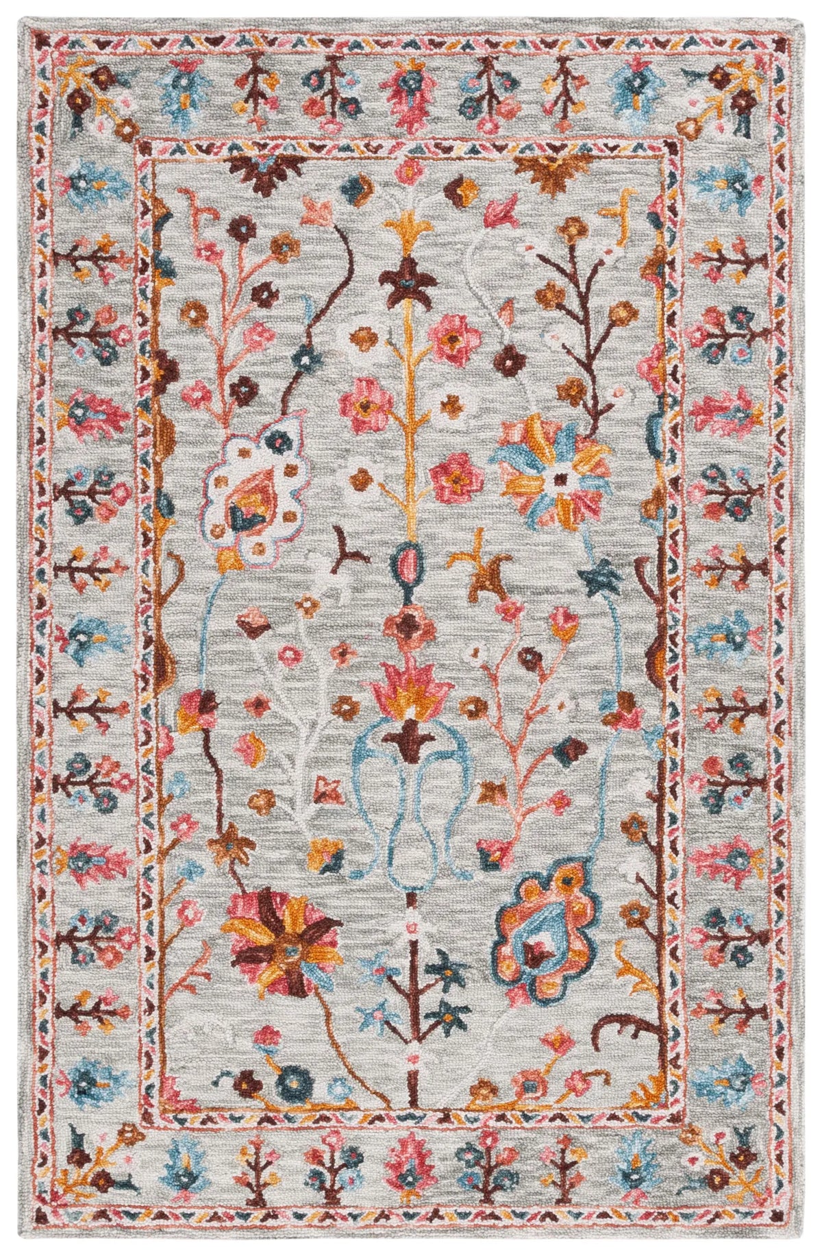 Safavieh Blossom 4'-0" x 6'-0" Rug in Grey / Red
