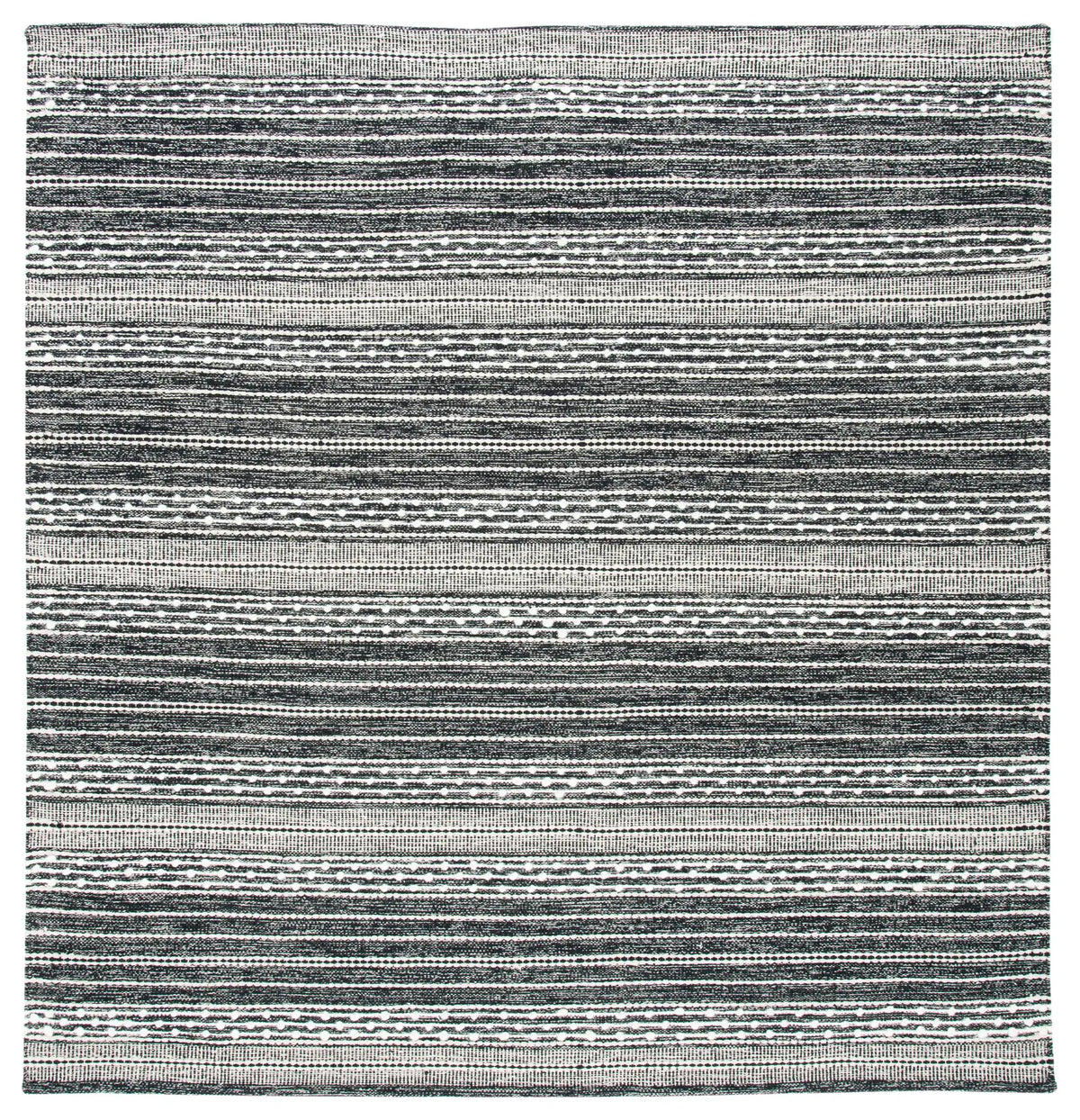 Safavieh Striped Kilim 7'-0" x 7'-0" Rug in Black / Ivory