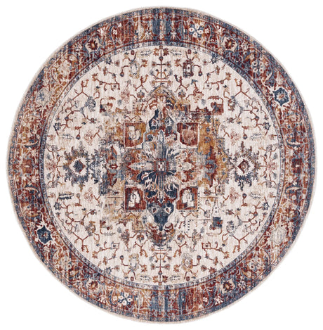 Safavieh Heirloom 700 6'-7" x 6'-7" Rug in Ivory / Blue Rust