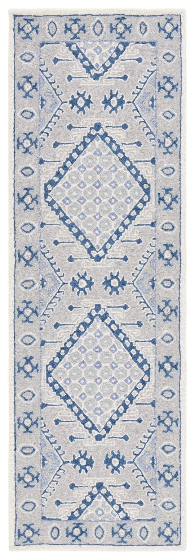 Safavieh Micro-Loop 2'-3" x 7'-0" Rug in Light Grey / Blue
