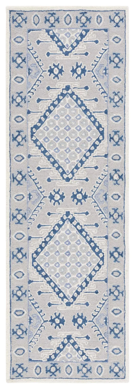 Safavieh Micro-Loop 2'-3" x 7'-0" Rug in Light Grey / Blue