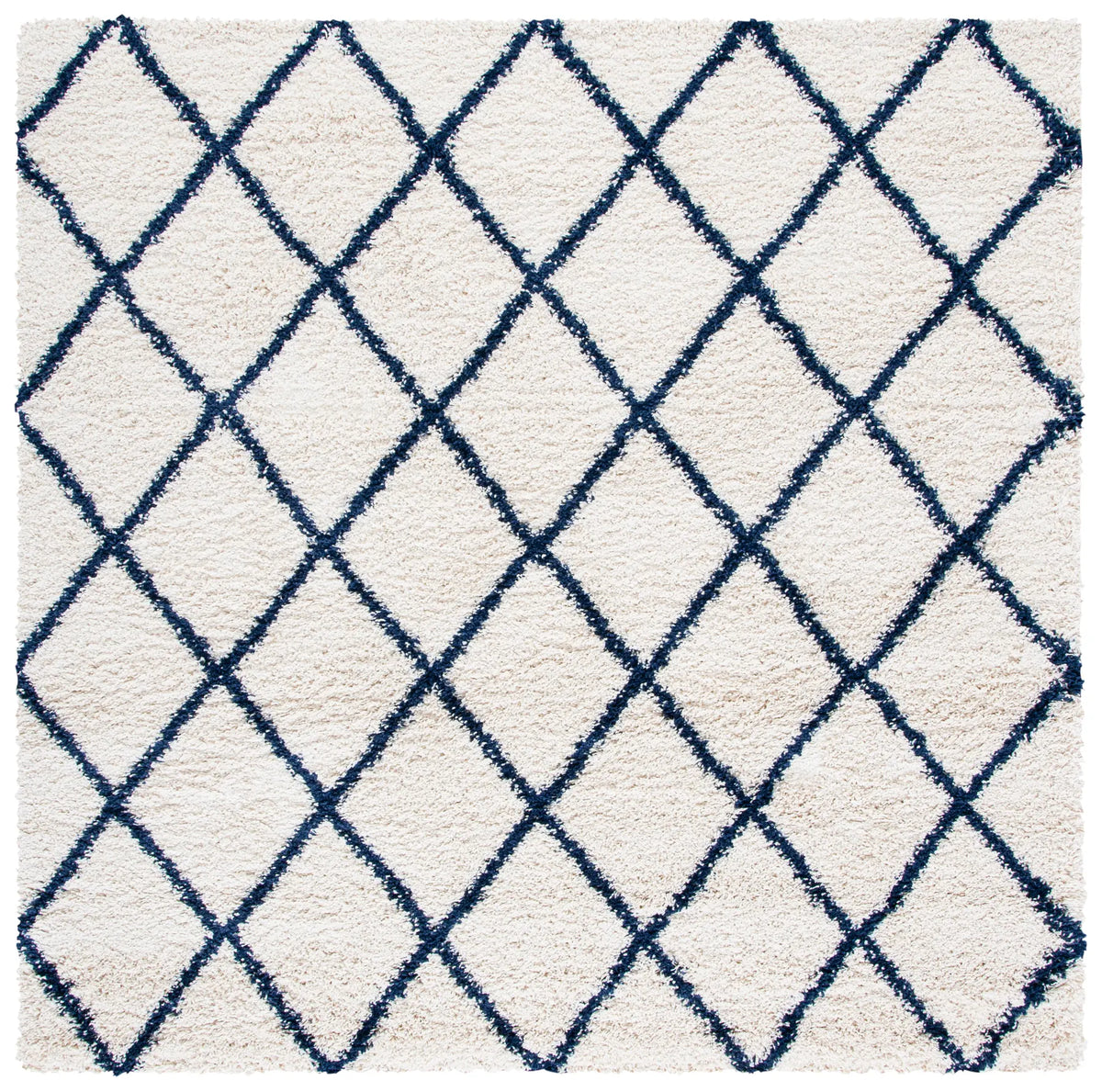 Safavieh Hudson Shag 7'-0" x 7'-0" Rug in Ivory / Navy