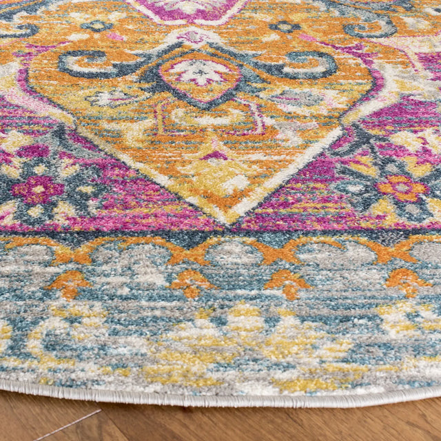 Safavieh Madison 6'-7" x 6'-7" Rug in Light Grey / Fuchsia