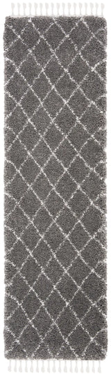 Safavieh Moroccan Fringe Shag 2'-2" x 8'-0" Rug in Grey / Ivory