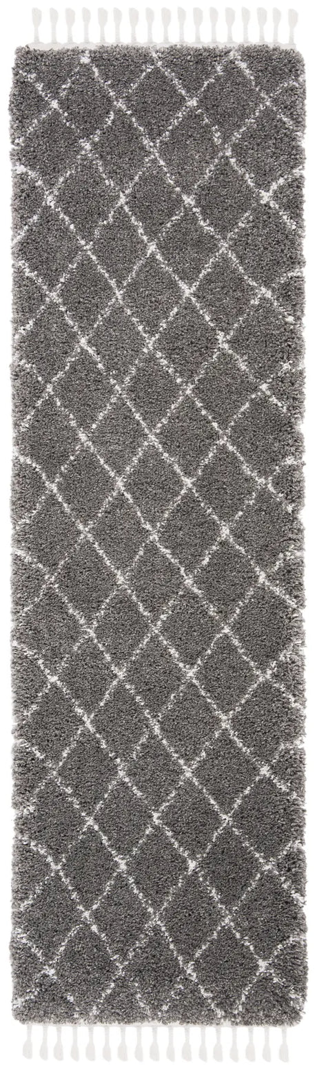 Safavieh Moroccan Fringe Shag 2'-2" x 8'-0" Rug in Grey / Ivory
