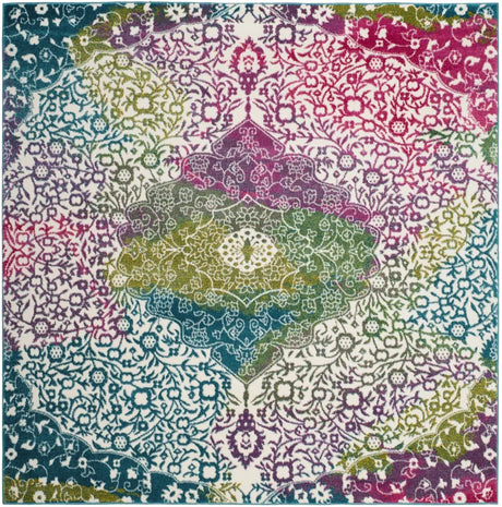 Safavieh Watercolor 6'-7" x 6'-7" Rug in Ivory / Fuchsia