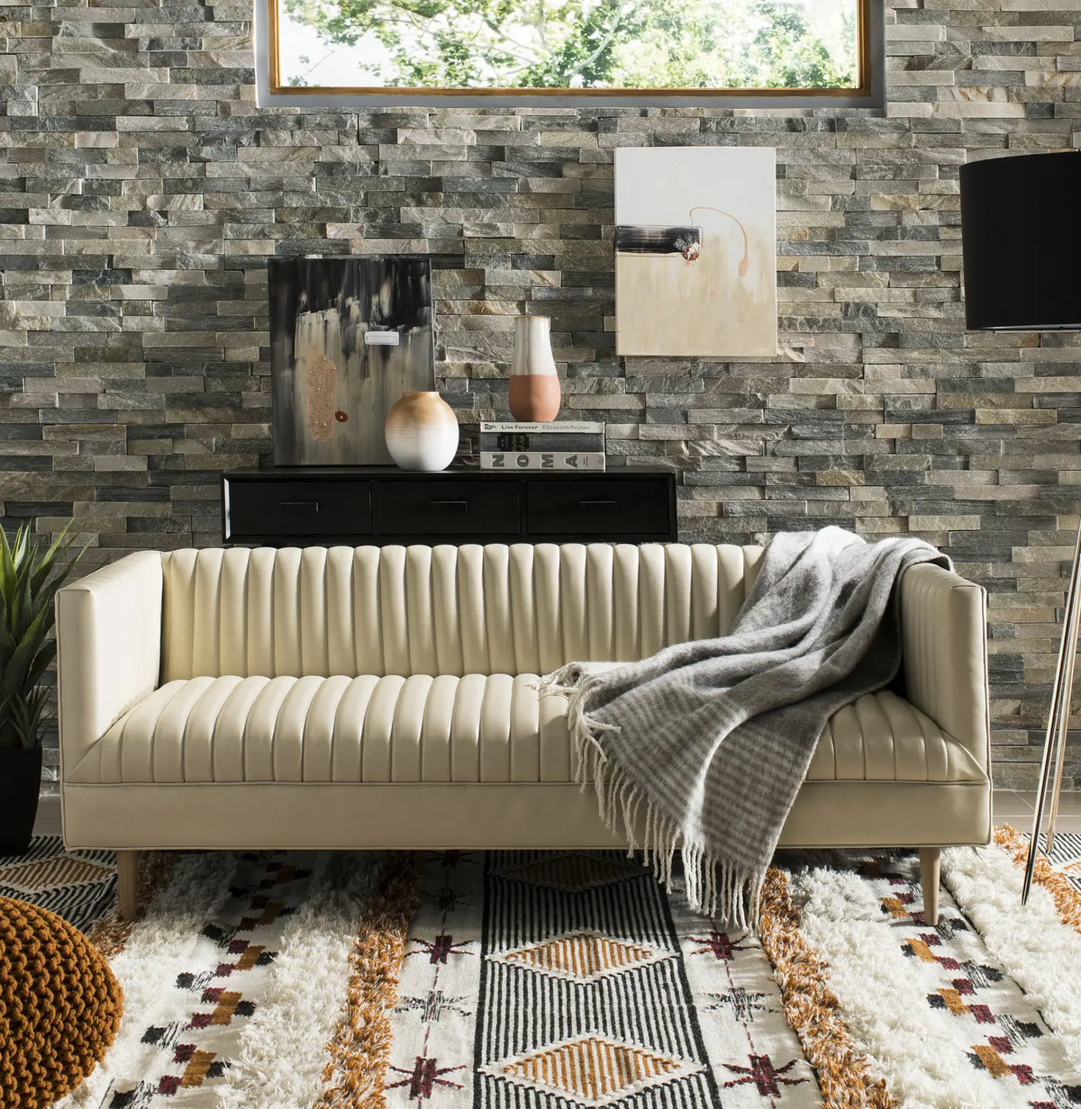 Safavieh Kenya 10'-0" x 14'-0" Rug in Ivory / Black-Orange