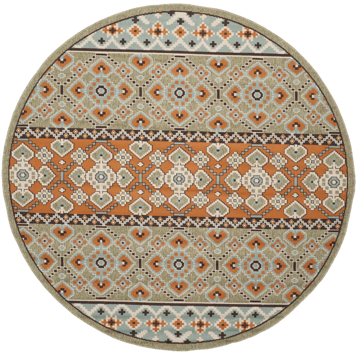 Safavieh Veranda 5'-3" x 5'-3" Rug in Green / Terracotta