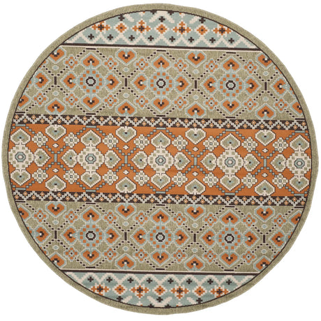 Safavieh Veranda 5'-3" x 5'-3" Rug in Green / Terracotta