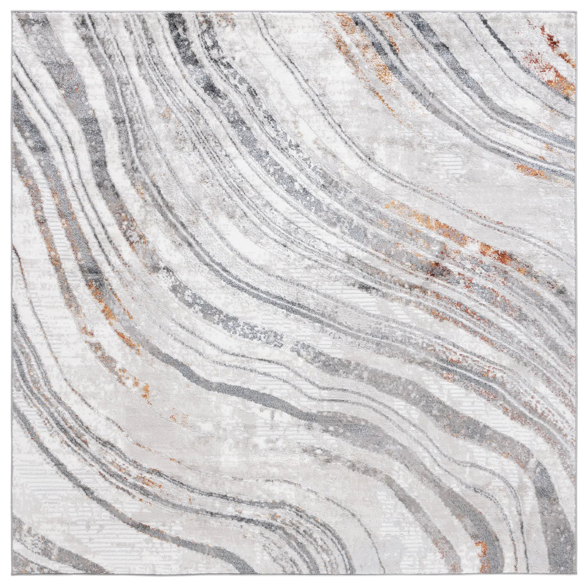 Safavieh Meadow 500 6'-7" x 6'-7" Rug in Light Grey / Black