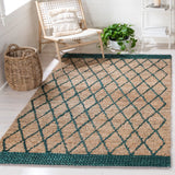 Safavieh Natural Fiber 4'-0" x 6'-0" Rug in Natural / Dark Green