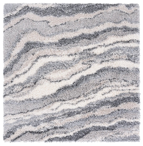 Safavieh Fontana Shag  800 6'-7" x 6'-7" Rug in Grey / Ivory