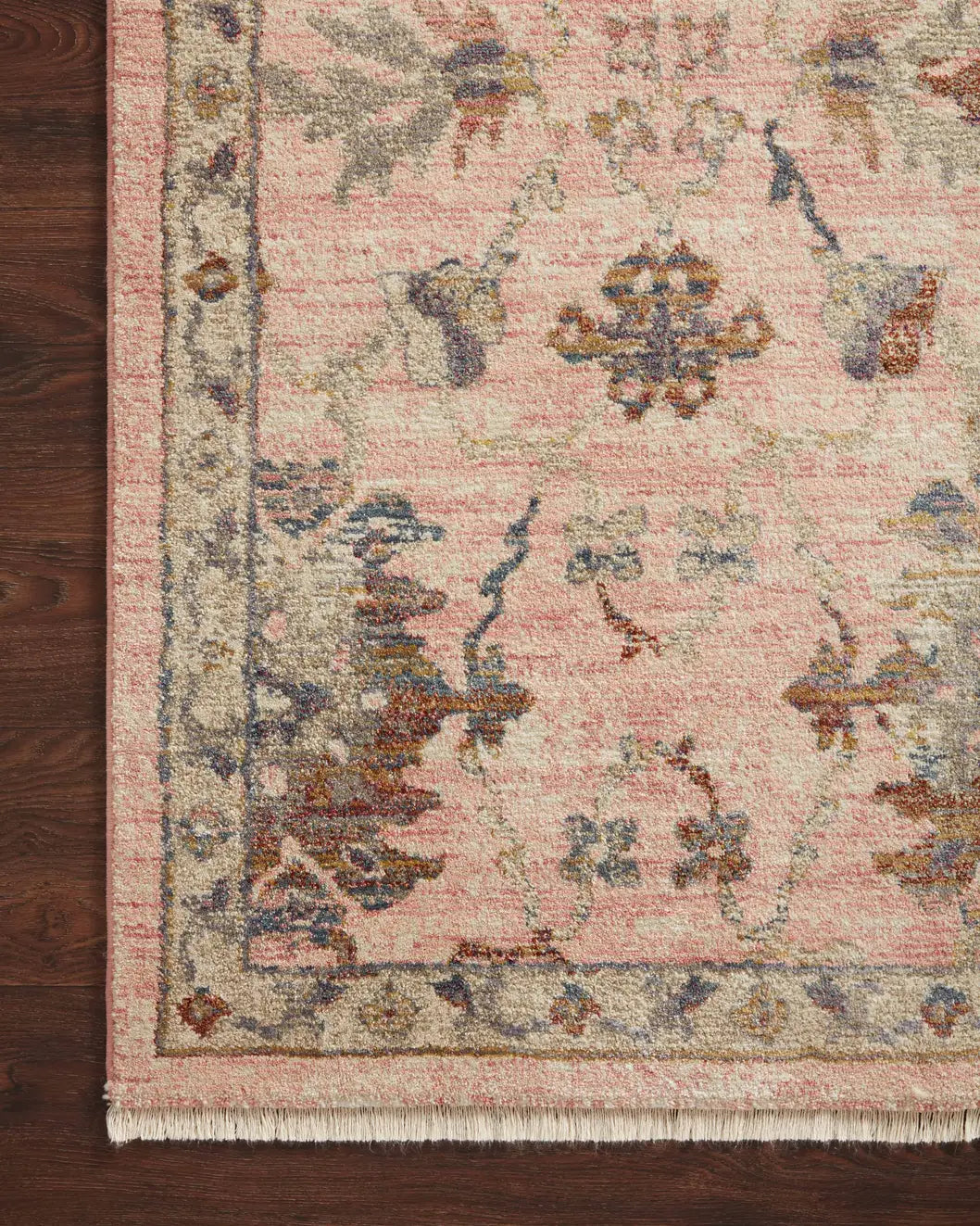Loloi Giada Gia-03 Blush/Multi Rugs - corner on wood