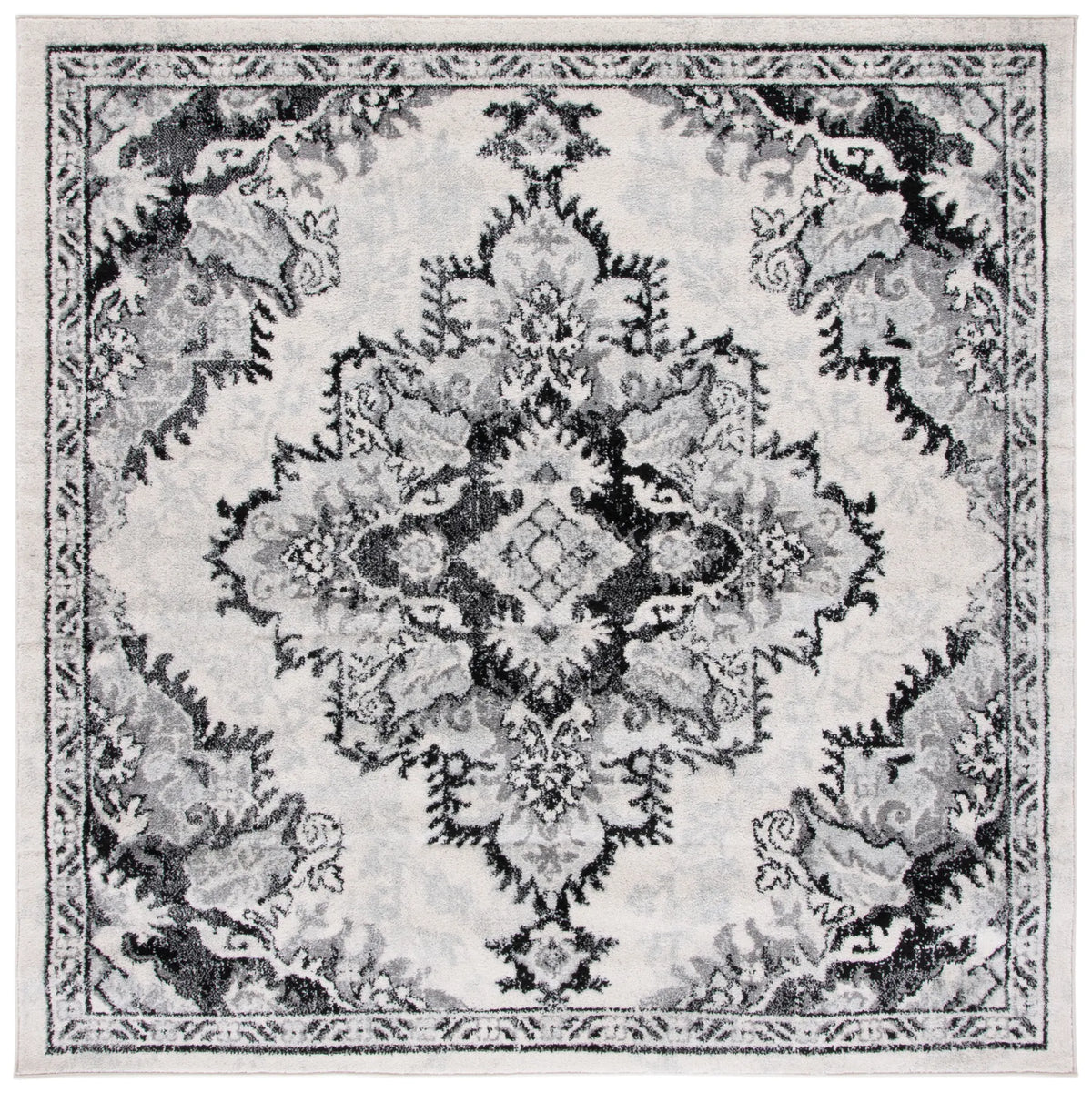 Safavieh Tulum 6'-7" x 6'-7" Rug in Ivory / Black