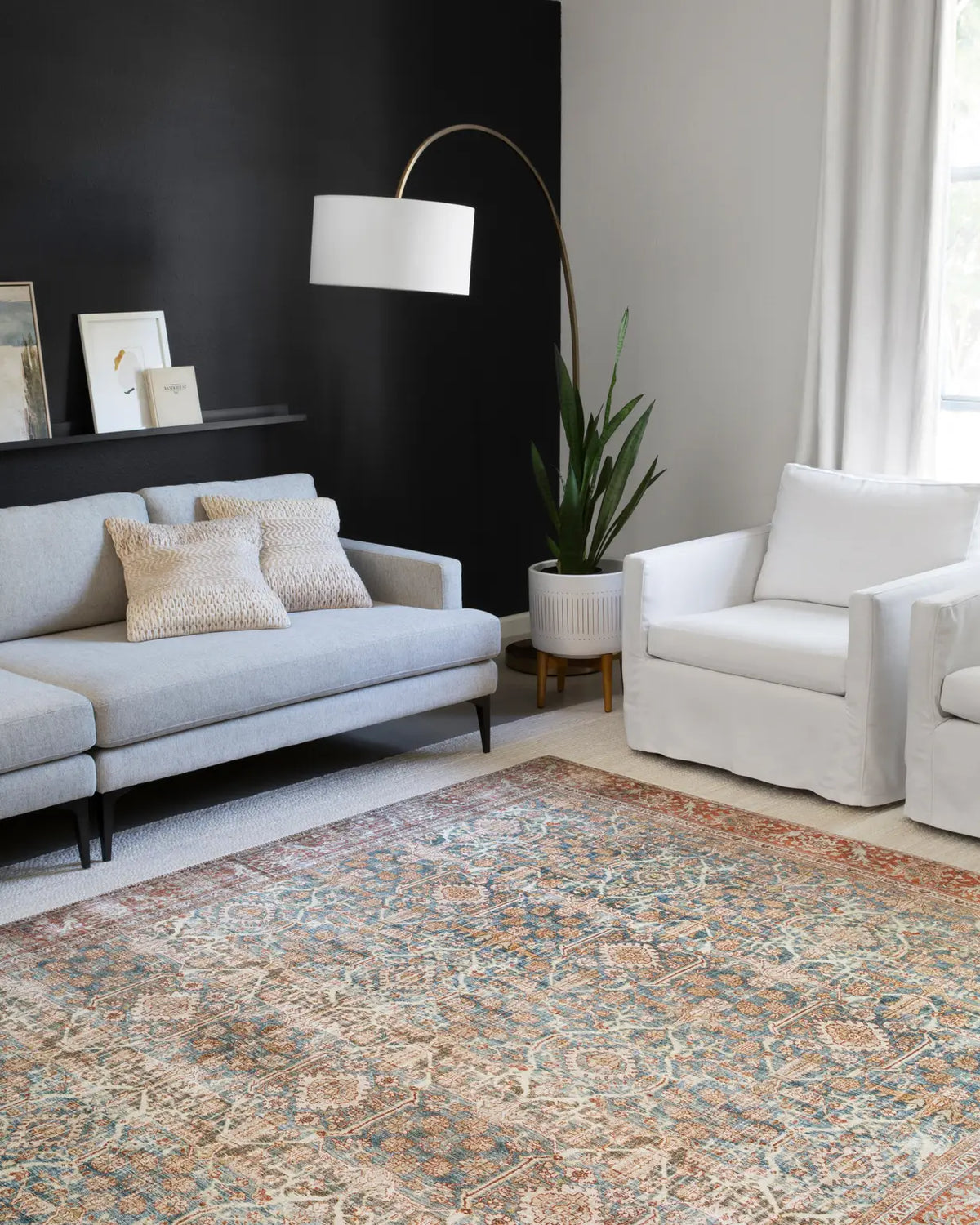 Loloi Layla Lay-04 Ocean / Rust Rugs - room scene 2